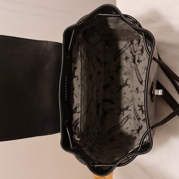 Longchamp Black Leather Adjustable Back Pack NWTS - Picture 10 of 11